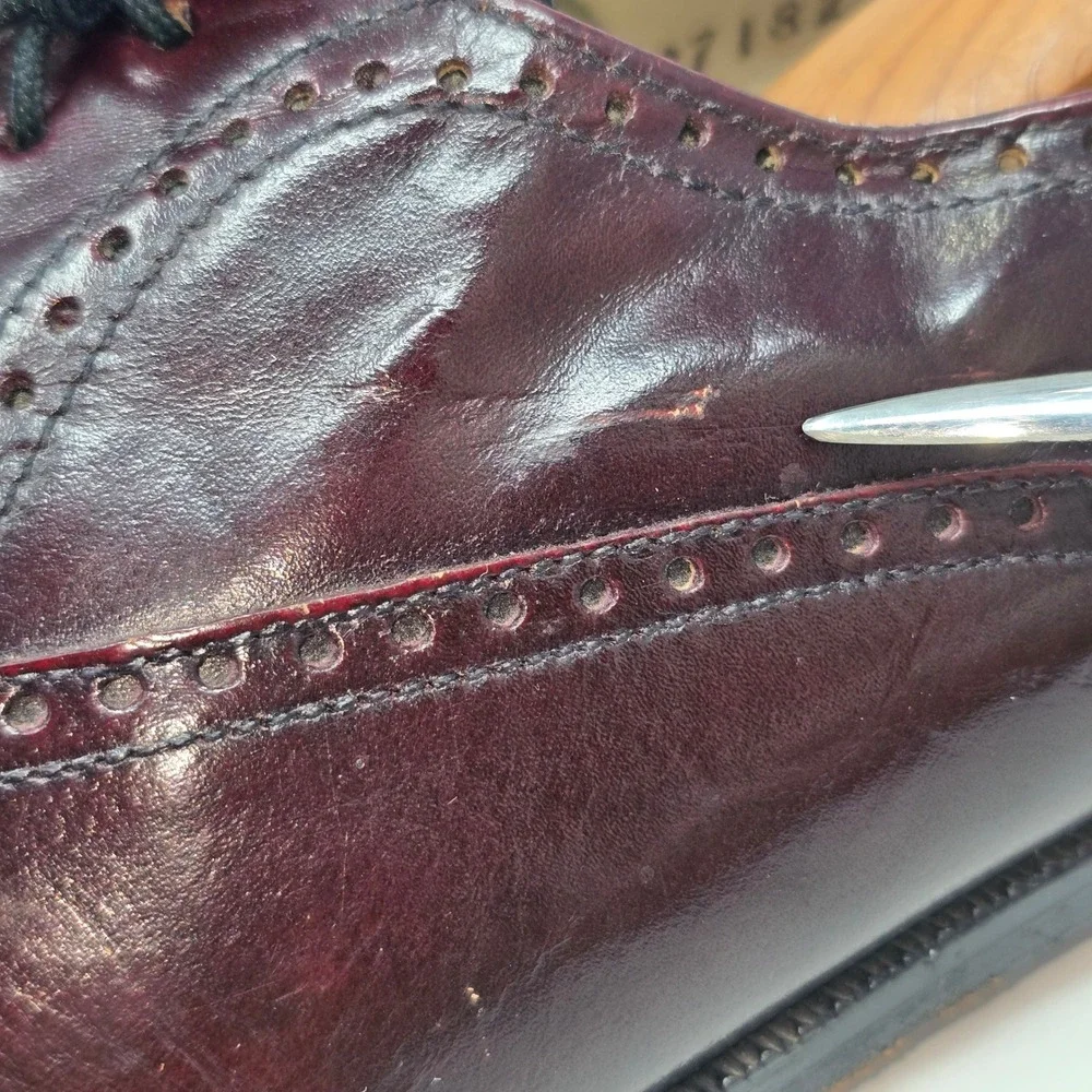 Gran Emyco Mens Burgundy Leather Cap Toe Brogue Oxford Dress Shoes 11 M 137182